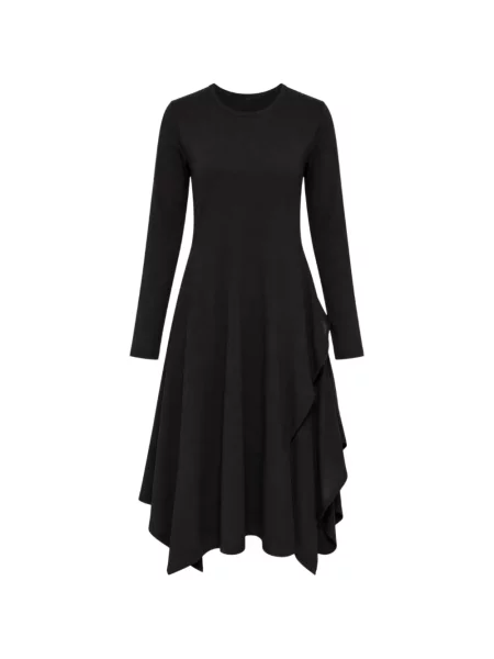 Асиметрична миди рокля Yohji Yamamoto с драперии черно
