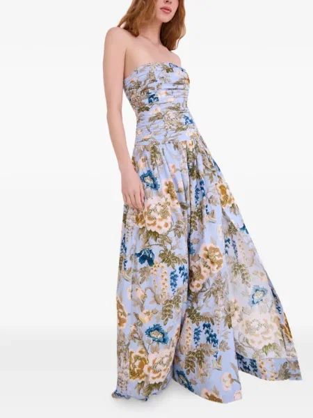 Rochie maxi Cara Cara cu model floral cu imagine albastru