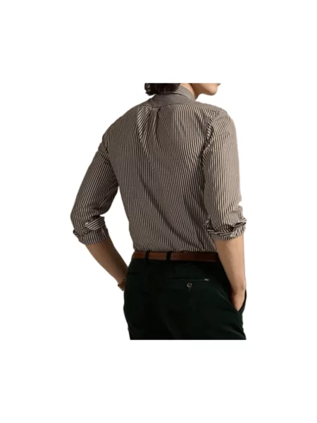 Koszula Polo Ralph Lauren w paski popelinowa z paskiem brązowa