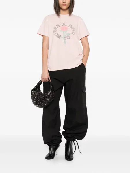 Tricou Ganni cu imagine roz