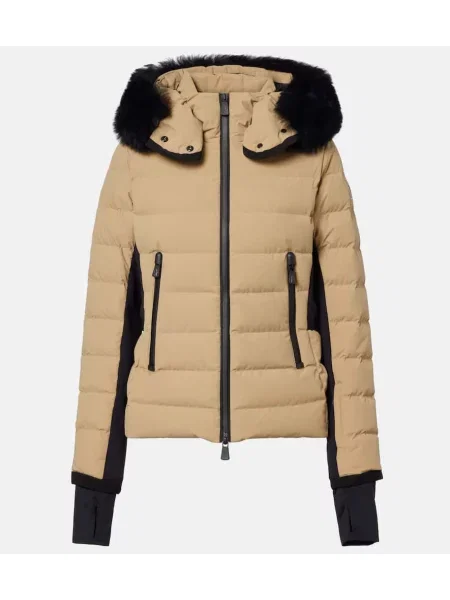 Jeździć na nartach kurtka narciarska Moncler Grenoble z kapturem beżowa