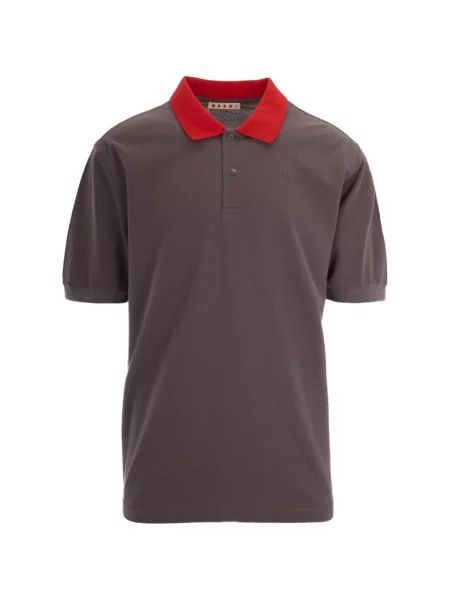 Tricou polo Marni cu broderie maro