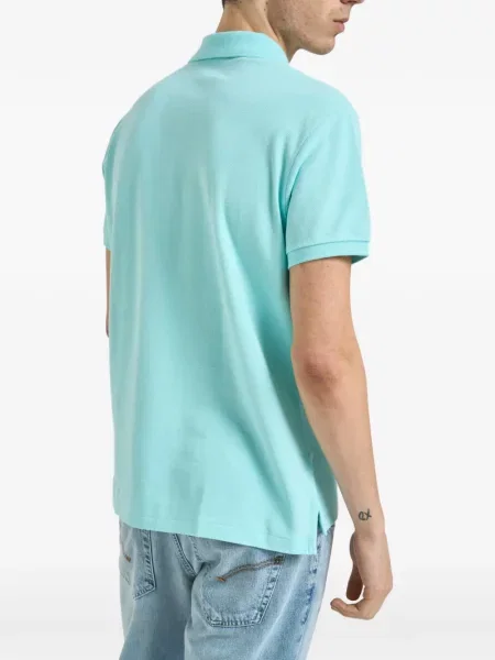 Tricou polo Polo Ralph Lauren din piele de căprioară scurt albastru
