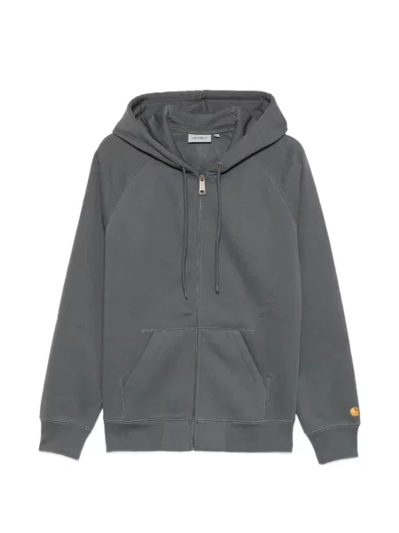 Hímzett kapucnis melegítő felső Carhartt Wip szürke