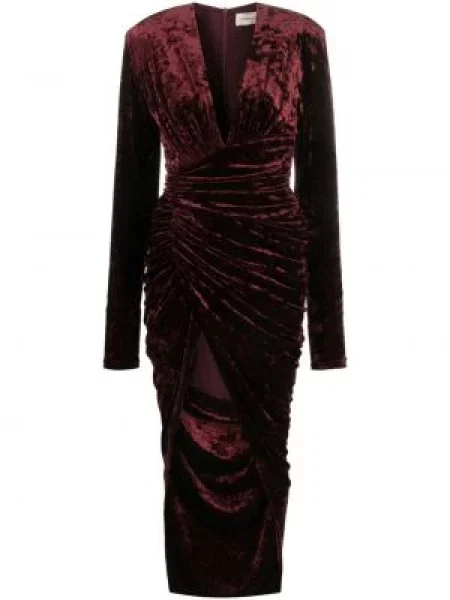 Rochie Alexandre Vauthier din velur asimetrică drapată roșu