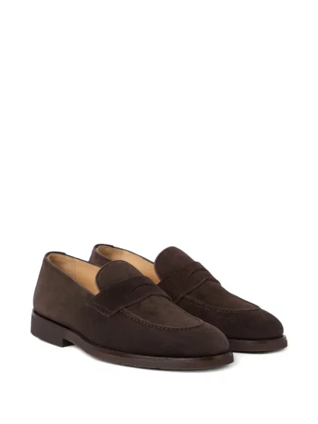 Pantofi loafer Brunello Cucinelli din piele de căprioară maro