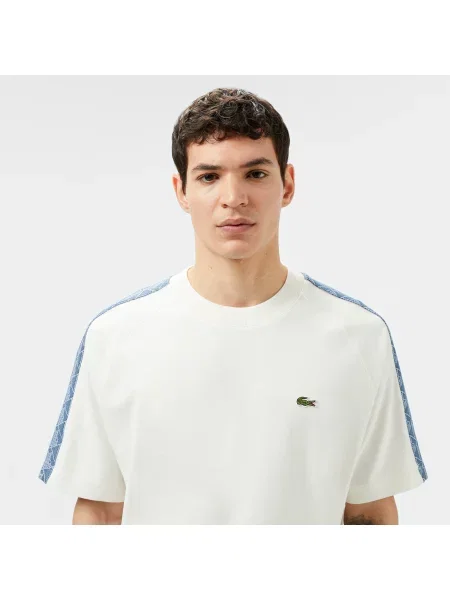Lacoste T-Shirt Z Okrągłym Dekoltem Z Nadrukiem Oversize biały