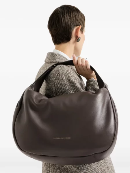 Geantă Brunello Cucinelli din piele maro
