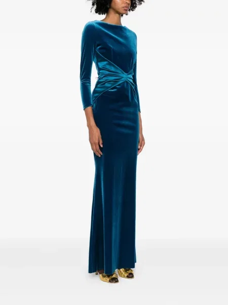 Rochie maxi Chiara Boni La Petite Robe de catifea de costum albastru
