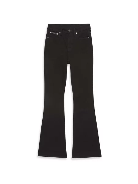 Džínsy so strihom ku čižmám Calvin Klein Jeans s vysokým pásom čierna