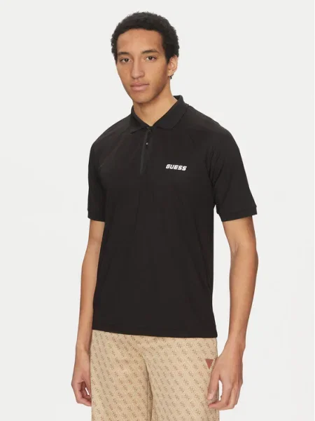 Guess Tricou polo negru