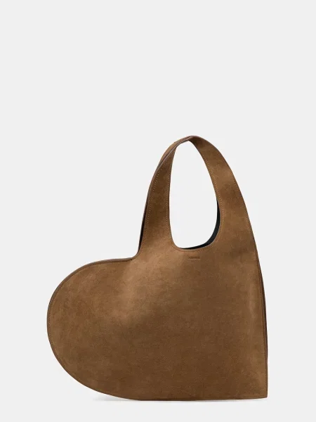 Coperni geantă de mână din piele întoarsă Double Heart maro