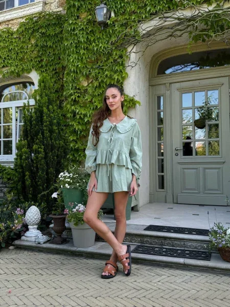 Костюм Milirud блуза + шорти оливковий текстиль