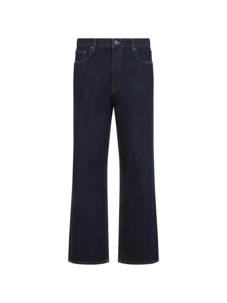 Blugi Off-white cu broderie alb