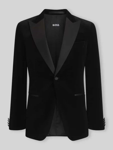 Marynarka o kroju slim fit z mieszanka jedwabiu model Hutson' Boss czarna
