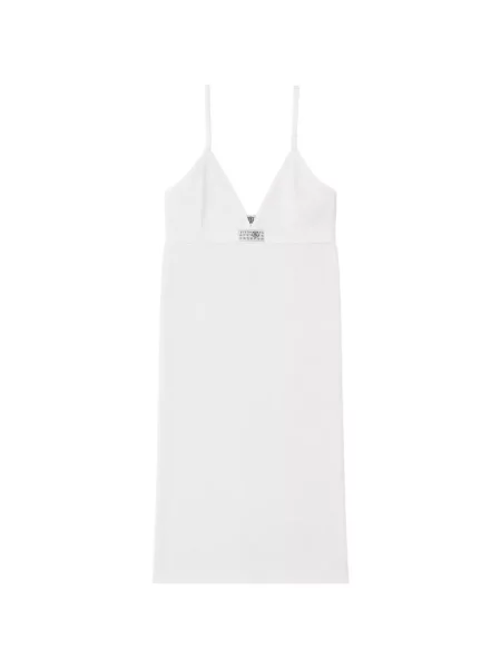 Rochie Mm6 Maison Margiela cu decolteu în V cu autograf alb