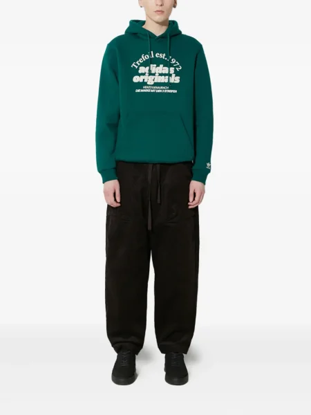 Hanorac cu glugă Adidas din piele cu imagine verde