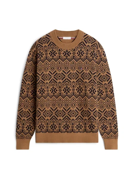 TOMMY HILFIGER Pulover maro caramel negru