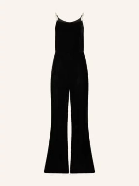 Sandro Aksamitny Kombinezon Z Ozdobnymi Perełkami schwarz biały