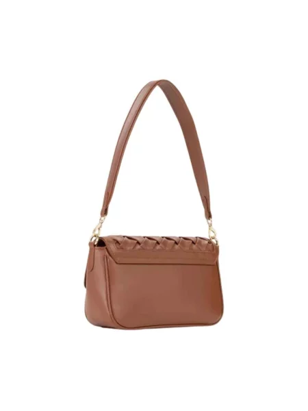 Lniana torebka Valentino Bags brązowa