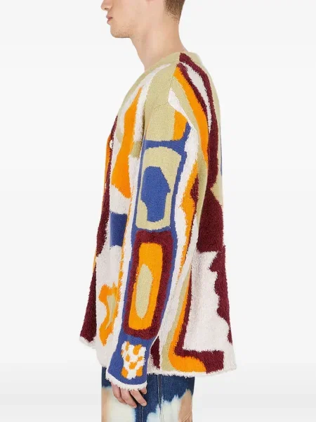 Cardigan The Elder Statesman cu imprimeu abstract alb