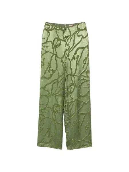 Pantaloni cu imprimeu floral Cult Gaia cu model floral verde