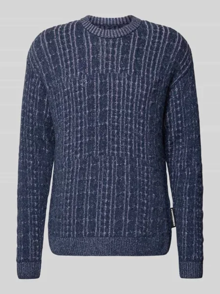 Sweter o kroju regular fit z dzianiny z mieszanki bawełny ekologicznej i wełny model ‘DAAKO’ Armedangels granatowy