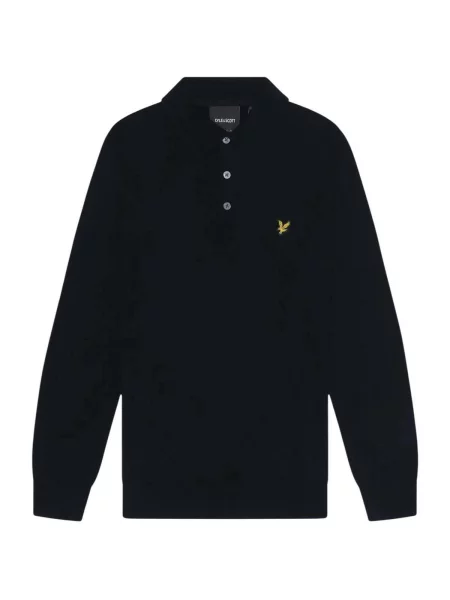 Lung tricou Lyle & Scott din lână merinos cu mâneci lungi albastru