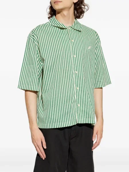 Cămașă Allsaints cu dungi verde