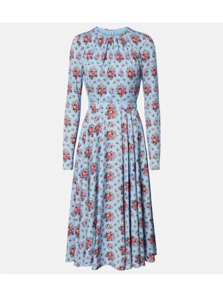 Rochie midi Dolce&gabbana de mătase cu model floral până la genunchi