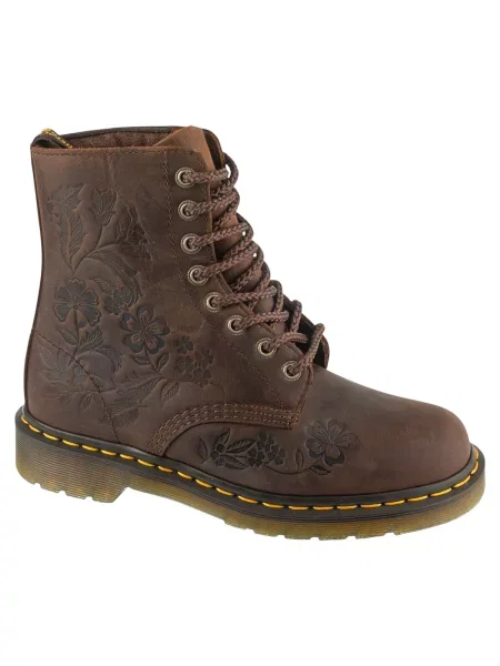 Kvetinové členkové topánky Dr. Martens hnedá
