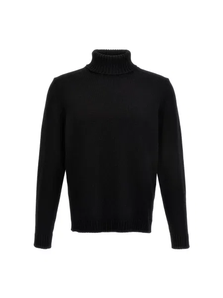 Sweter z golfem Zanone wełniany do golfa czarny