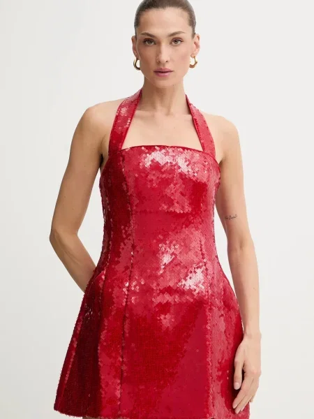 Bardot rochie mini evazați roșu