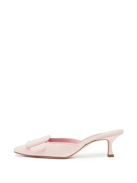 Papuci tip mules Manolo Blahnik din piele de căprioară roz