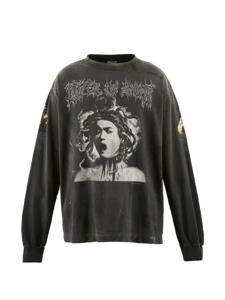 Grafic tricou Saint Mxxxxxx cu imagine lung gri
