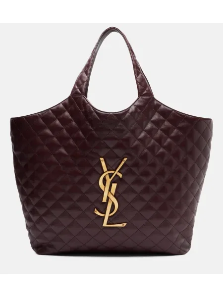 Geantă shopper Saint Laurent din piele bordo