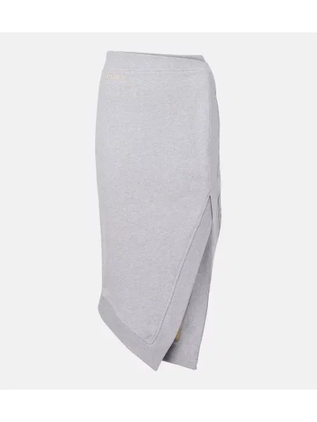 Fustă midi The Attico din jerseu până la genunchi gri