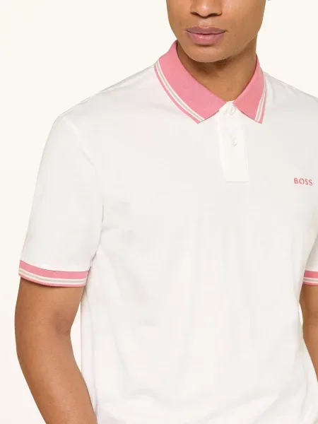 Boss Koszulka Polo Z Dżerseju Blocks O Luźnym Kroju beige biała