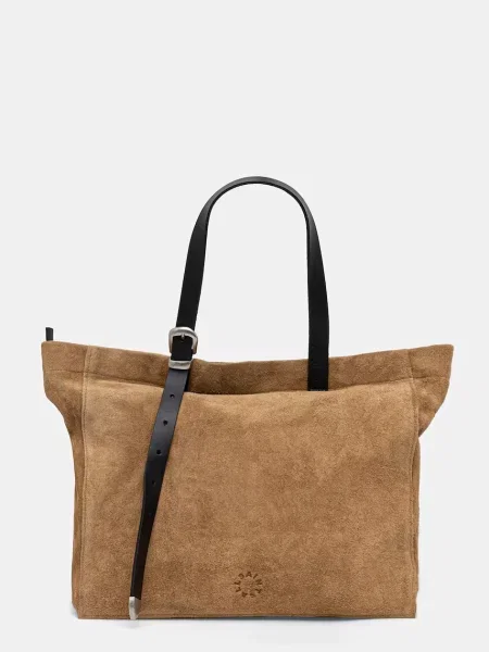 AllSaints geantă de piele întoarsă HAVEN galben