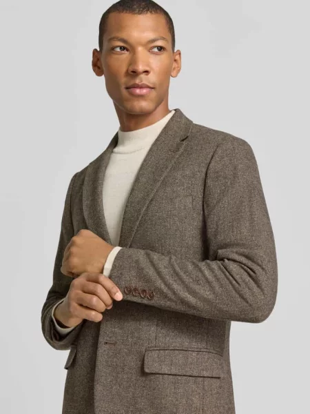 Marynarka o kroju slim fit z z patką z wełna Selected