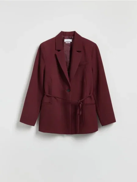 Reserved Marynarka z wiązaniem burgundowy