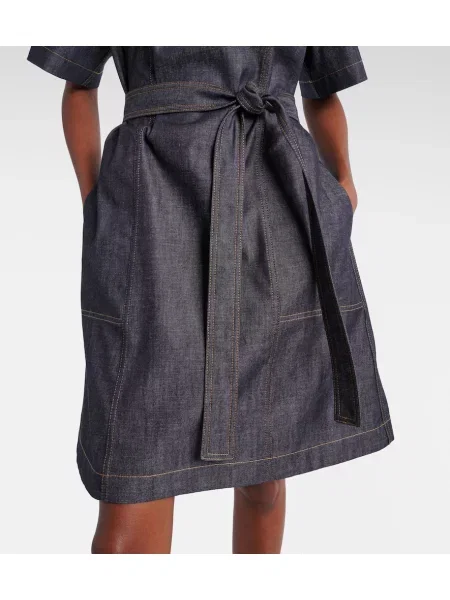 Rochie din denim Bottega Veneta până la genunchi de costum albastru
