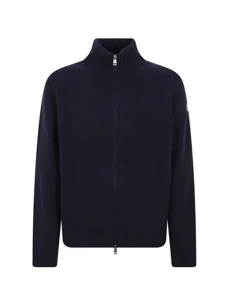 Dzianinowy sweter Moncler niebieski