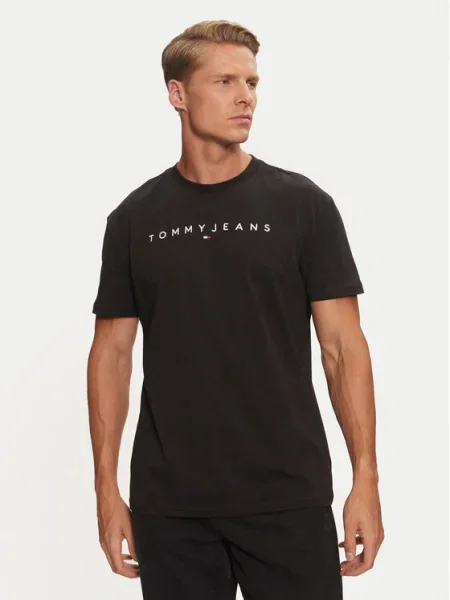 Tommy Jeans Tricou Linear Logo negru