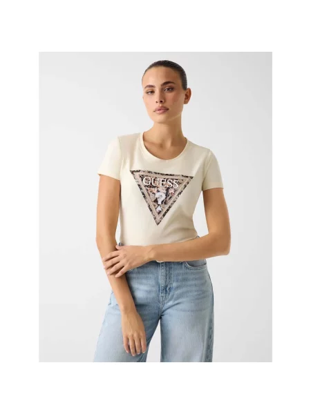 GUESS Tricou LEO alb