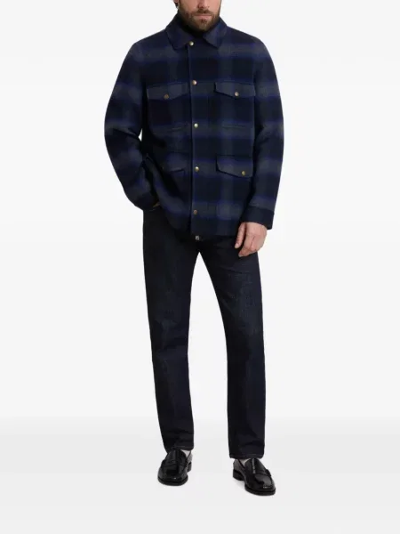 Geacă cămașă Woolrich în carouri albastru