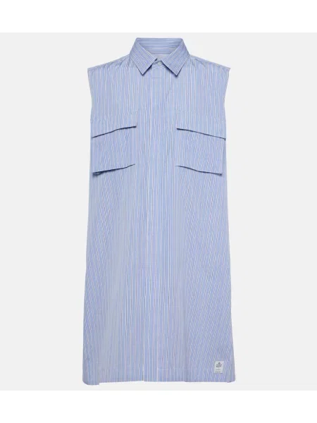 Rochie tip cămașă Sacai din poplin de costum albastru