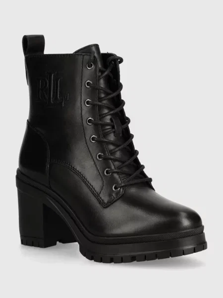 Кожени боти Lauren Ralph Lauren Cameron с дебел черно