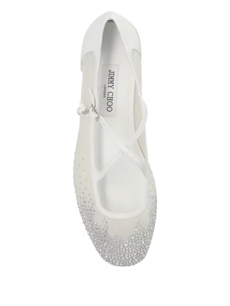Pantofi cu toc Jimmy Choo fără toc de cristal alb