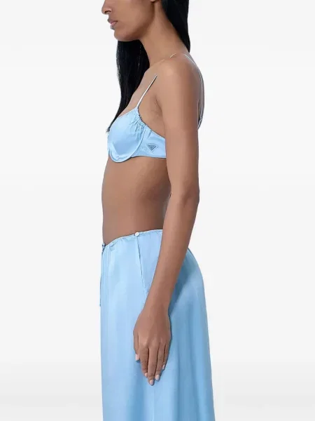Sutien bralette Prada din satin albastru